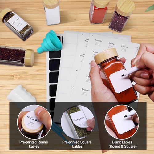 24 Pcs 4oz Glass Spice Jars with Acacia Wood Shaker Lids C96240
