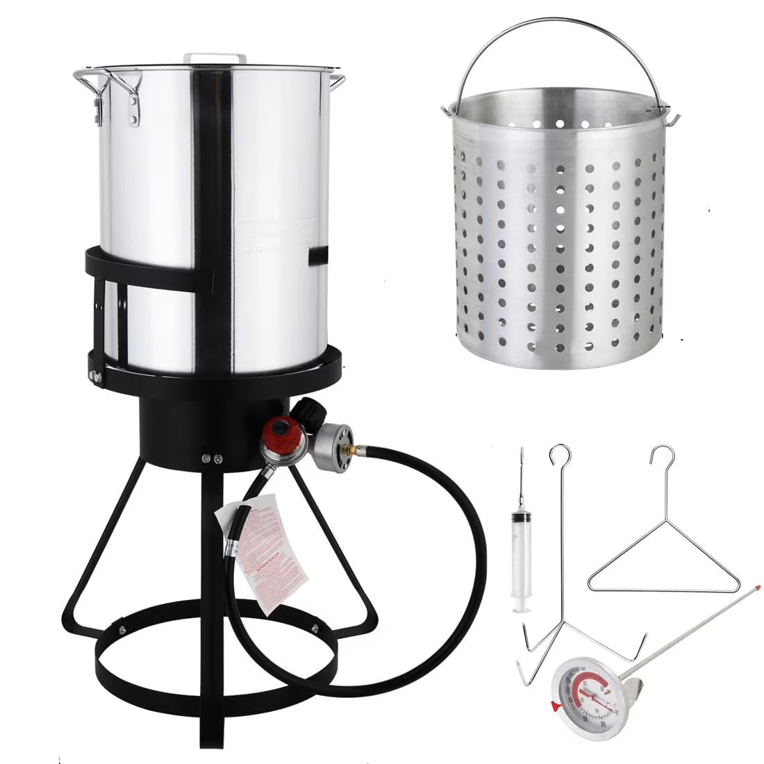 30 QT Aluminum Turkey Deep Fryer Pot with Burner Stand V68322