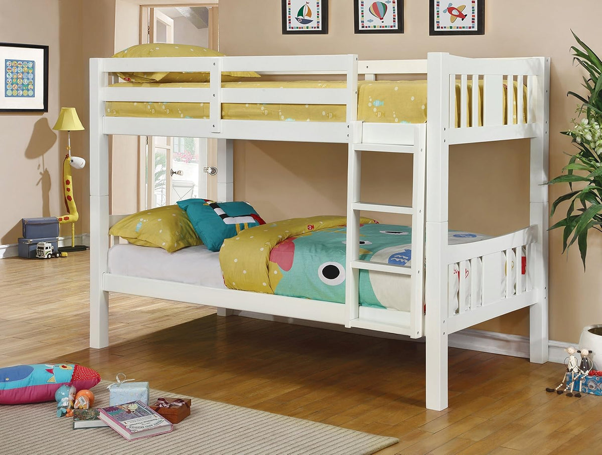 White Twin/Twin Bunk Bed Z40582