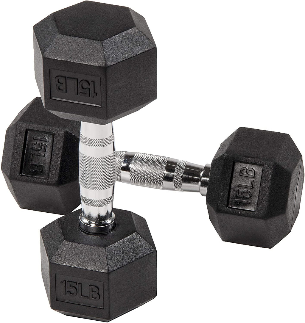 Rubber Encased Hex Dumbbells 20 Lbs. Pair P122