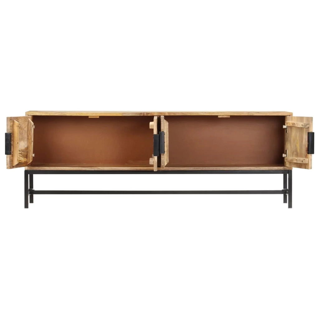 Mango Wood TV Cabinet with 4 Doors Steel Legs C5663