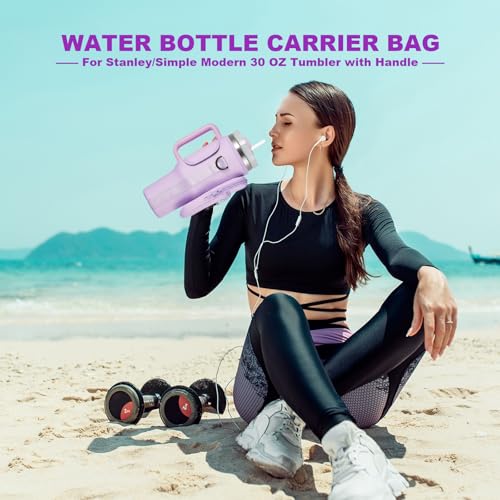 Pink Insulated Neoprene Water Bottle Carrier Bag with Adjustable Strap for 40 & 30 oz Tumbler P312