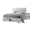 White Eastern King Bed with Storage S491274