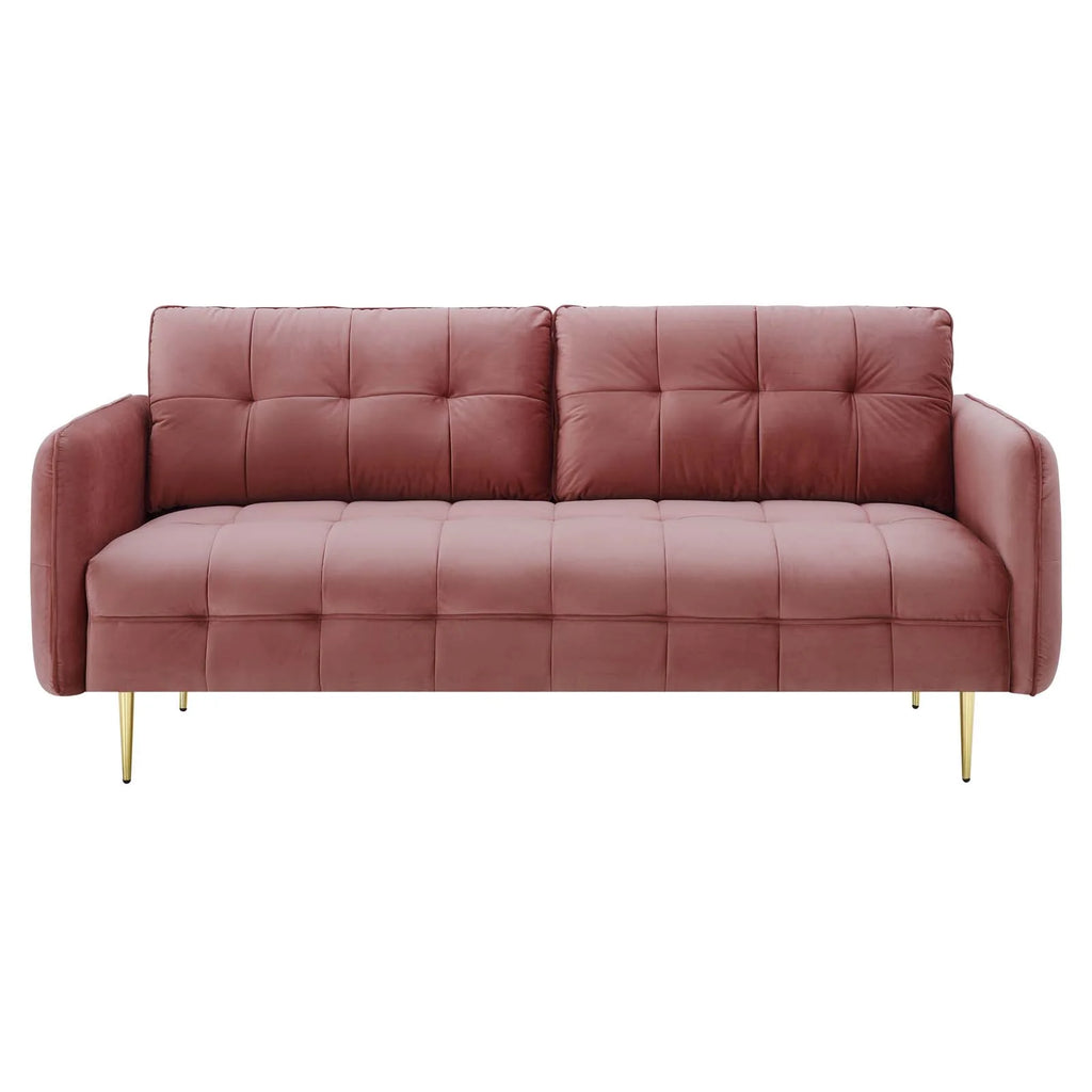 Pink Velvet Tufted Sofa P296