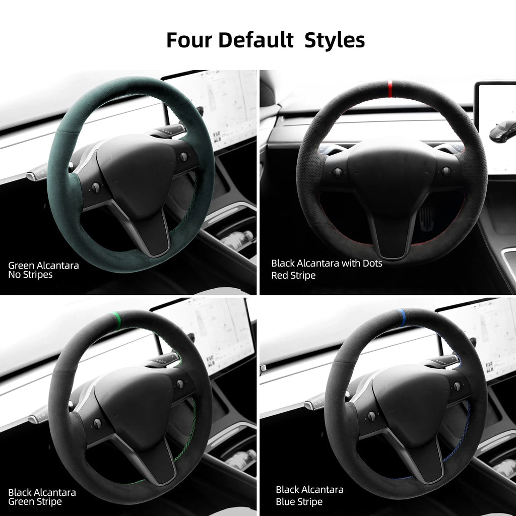 Green Alcantara Car Steering Wheel Cover Q685107