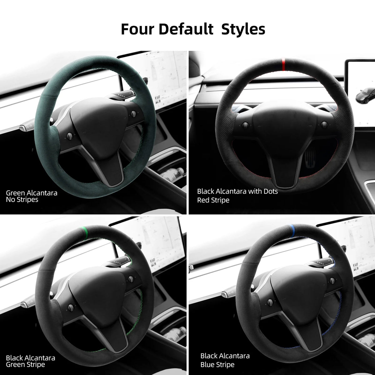 Green Alcantara Car Steering Wheel Cover Q685107