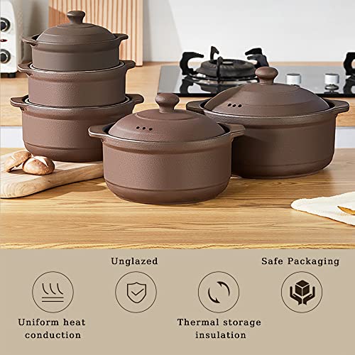 Natural Terracotta Casserole with Lids Clay Pots L9894