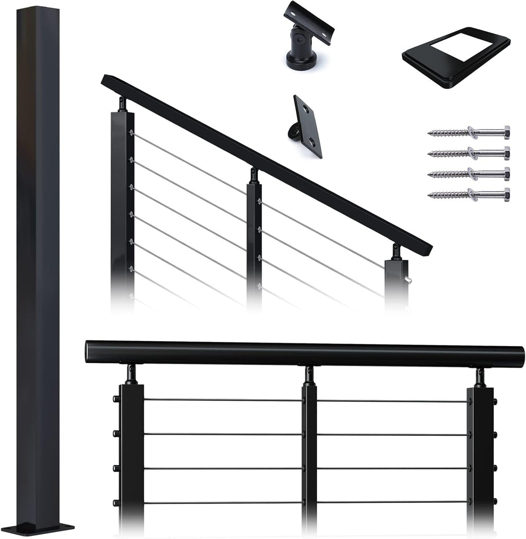Square 36x2x2 304 Stainless Steel Black Pre-drilled Post G81204