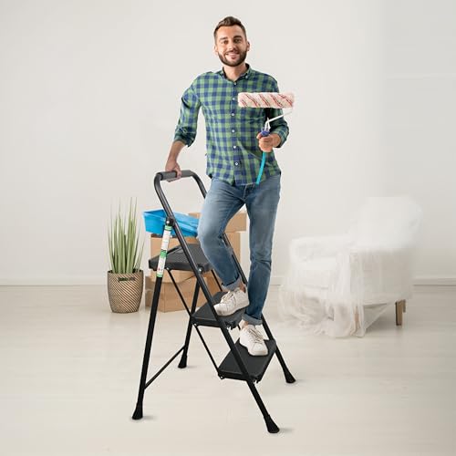 Black Steel Folding Step Ladder T275637