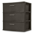 Espresso 3 Drawer Plastic Weave Storage Tower R5841