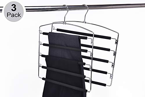 3 Multi-Bar Metal Pants Hangers with Non-Slip Foam Padding Q2274