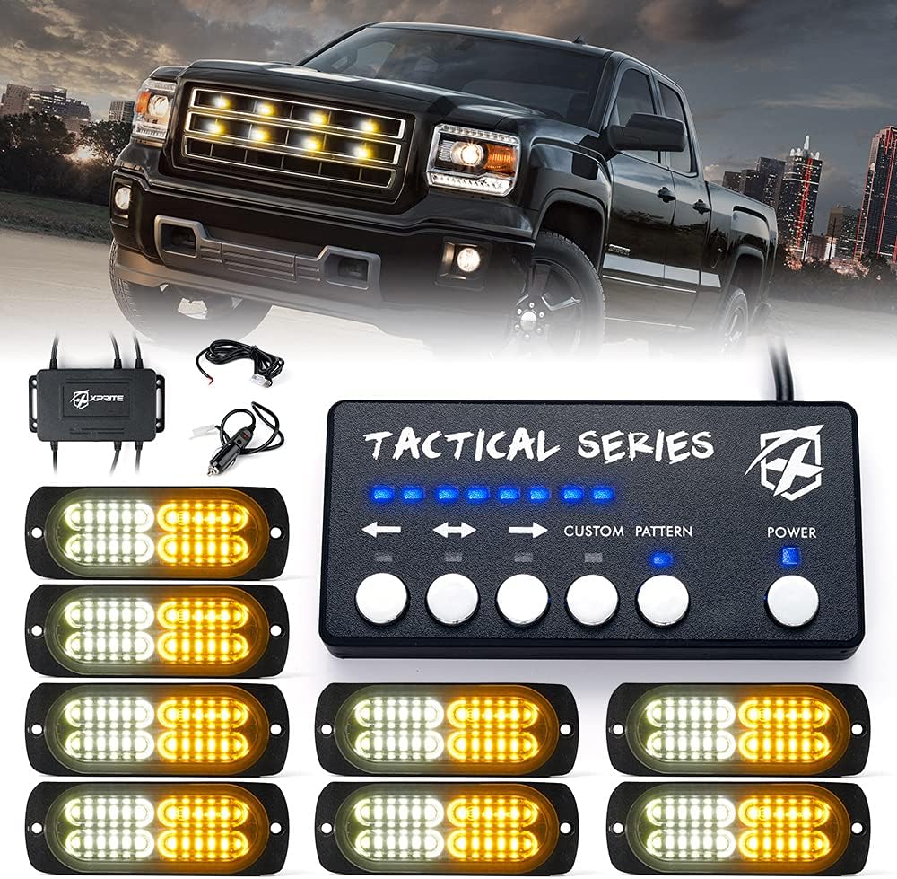 Amber White Surface Mount Strobe Lights Kit 8PCS E131638
