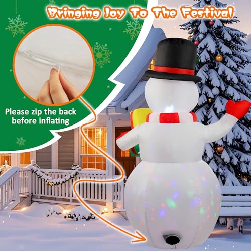 360° Rotating LED Lights 5ft Inflatable Snowman K6132