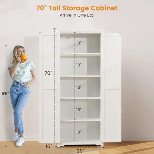 Brown 72" Tall Storage Cabinet with 6 Adjustable Shelves B721649