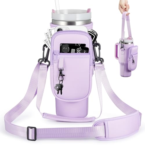 Pink Insulated Neoprene Water Bottle Carrier Bag with Adjustable Strap for 40 & 30 oz Tumbler P312