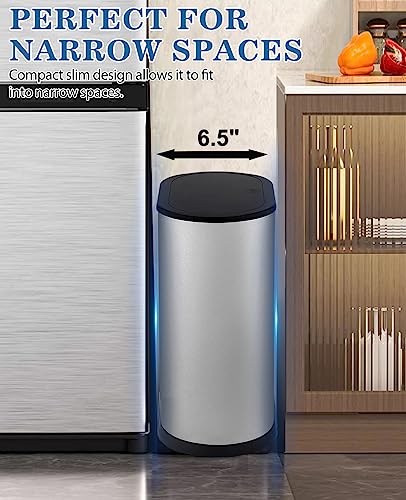 2.1 Gallon Stainless Steel Slim Trash Can with Press Top Lid B638