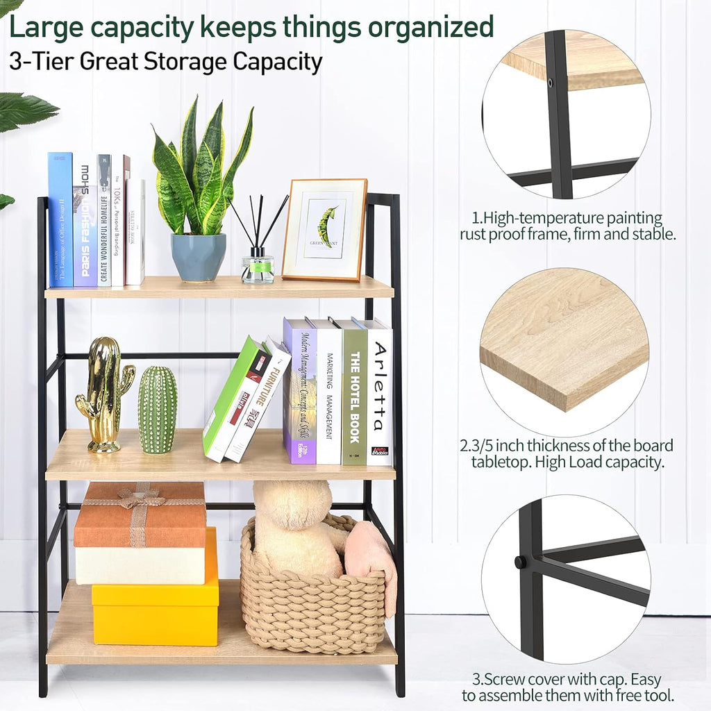 5-Tier Industrial Bookshelf with Metal Frame B4369