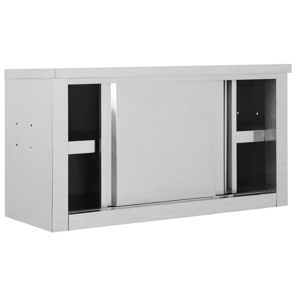 Kitchen Wall Cabinet with Sliding Doors Stainless Steel U246