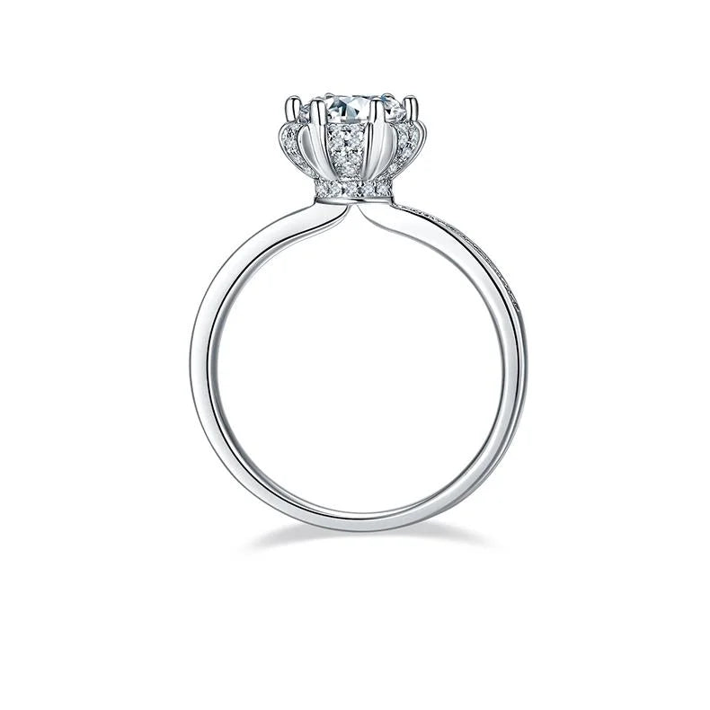 18K White Gold Plating Moissanite Double Halo Bridal Ring Set W48162