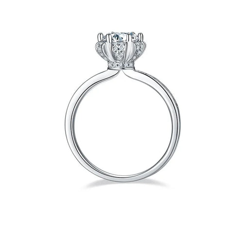 18K White Gold Plating Moissanite Double Halo Bridal Ring Set W48162