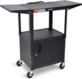 Black Height Adjustable Steel Mobile Workstation with Cabinet & Dropleaf A546