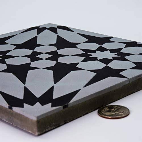 8x8 Handmade Cement Grey Black Tile R21581