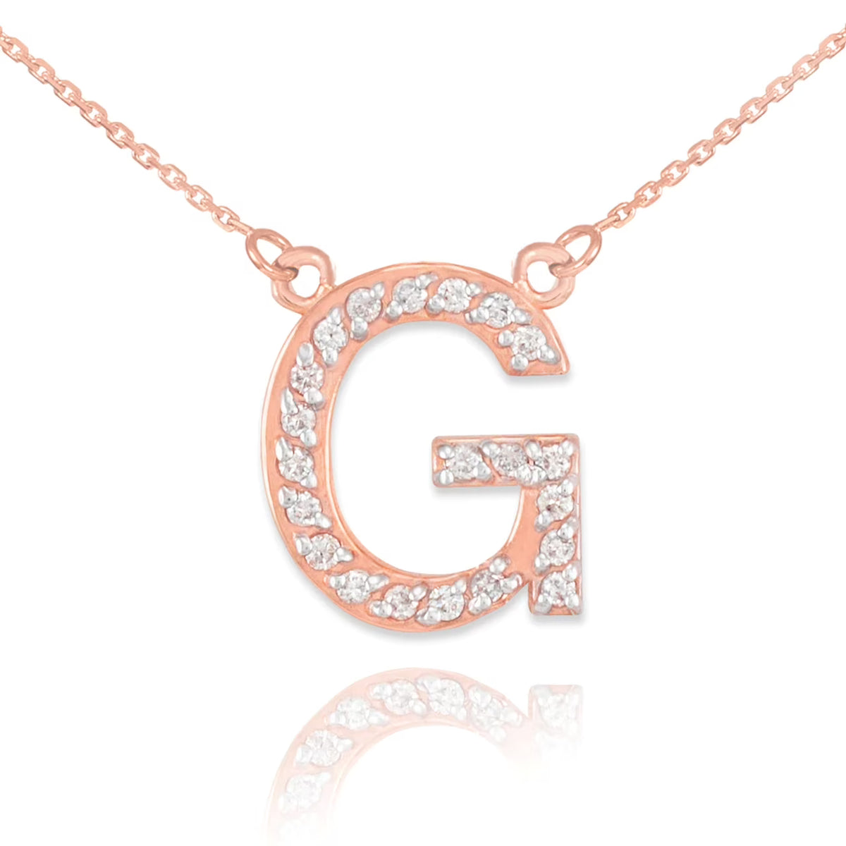 14K Rose Gold Diamond Initial Necklace 18" J3520