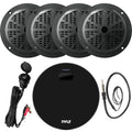 Water Resistant Bluetooth Marine Amplifier Receiver with 2 Pairs of 5.25'' 100 Watts 2-Way Black Waterproof Marine Stereo Speakers M939