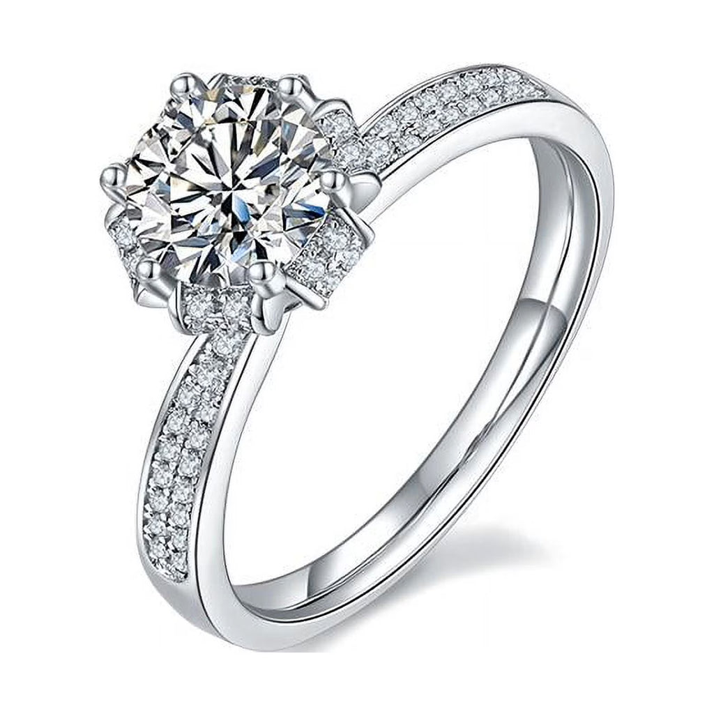 18K White Gold Plating Moissanite Double Halo Bridal Ring Set W48162