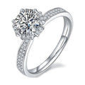 18K White Gold Plating Moissanite Double Halo Bridal Ring Set W48162