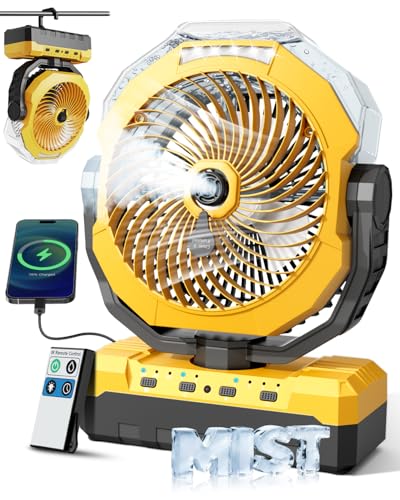 460ml Portable Misting Fan with 24000mAh Rechargeable Battery, Black E397670