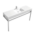 60 in. Single Sink Stainless Steel Console with White Acrylic Sink G40130