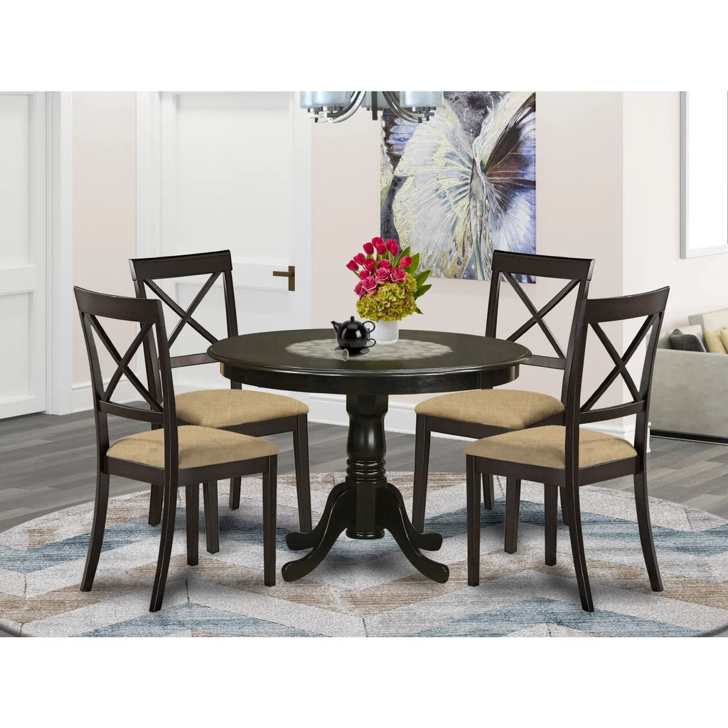 Round Cappuccino Kitchen Table Set U155