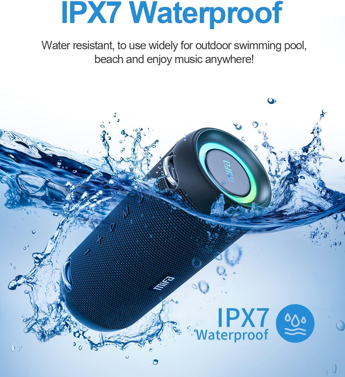 Bluetooth Speaker, Wireless Portable, 60W, IPX7 Waterproof, 24H Playtime, RGB Lights, Built-in Mic, with Protective Hardshell Case B435810
