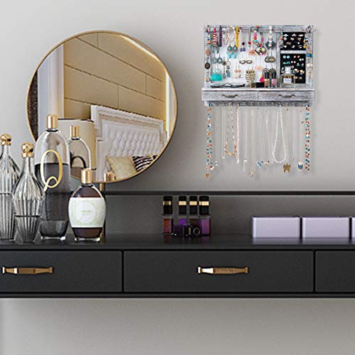 Jewelry Wall Organizer Wall Mounted with Drawers (brown) E162106