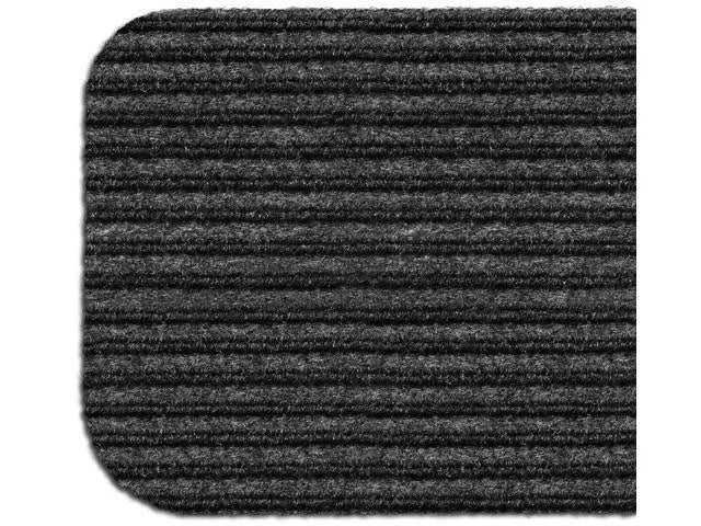 Set of 15 Skid-Resistant Double-Ribbed Carpet Stair Treads Smokey Black 8 in. x 27 in. K16601