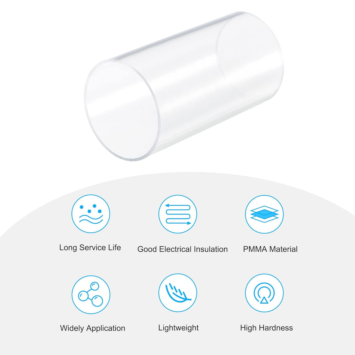 Clear 125mm ID 130mm OD Acrylic Round Tube Pack of 2 G118