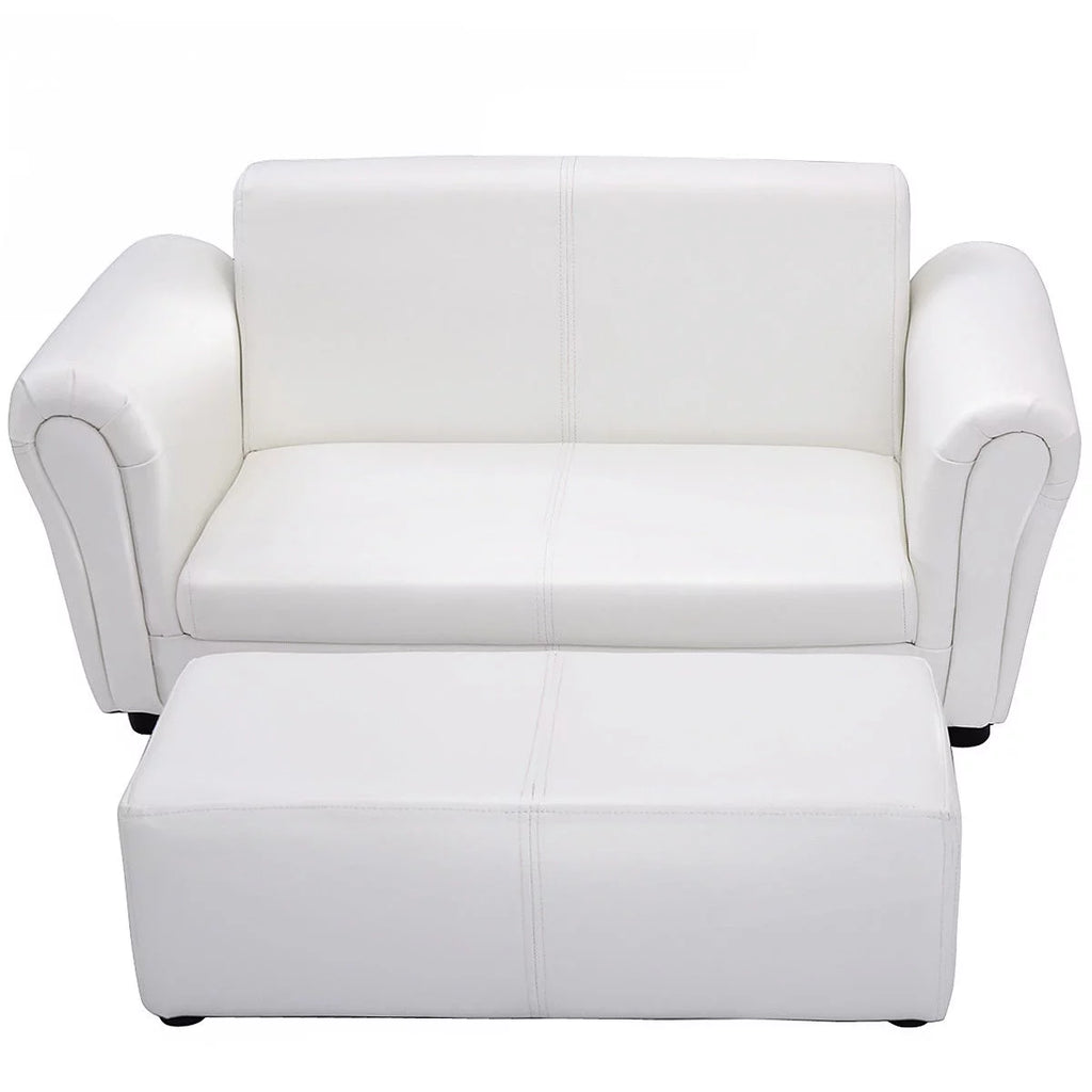 White Kids Sofa Armrest Chair with Ottoman J97455