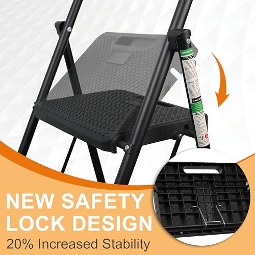 Black Steel Folding Step Ladder T275637