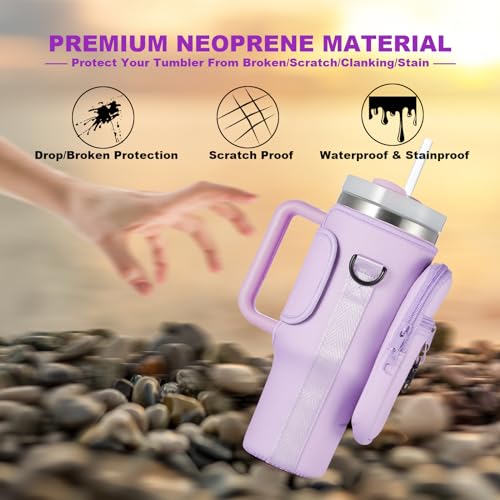 Pink Insulated Neoprene Water Bottle Carrier Bag with Adjustable Strap for 40 & 30 oz Tumbler P312