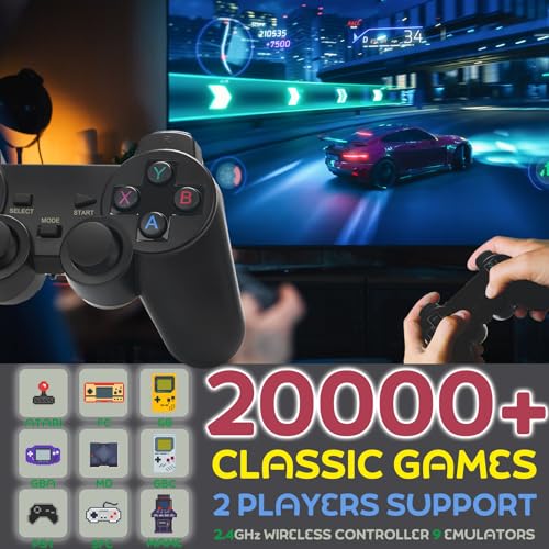 Retro Game Console with 20000 Games, 4K HDMI Output, Dual Controllers 64G F660