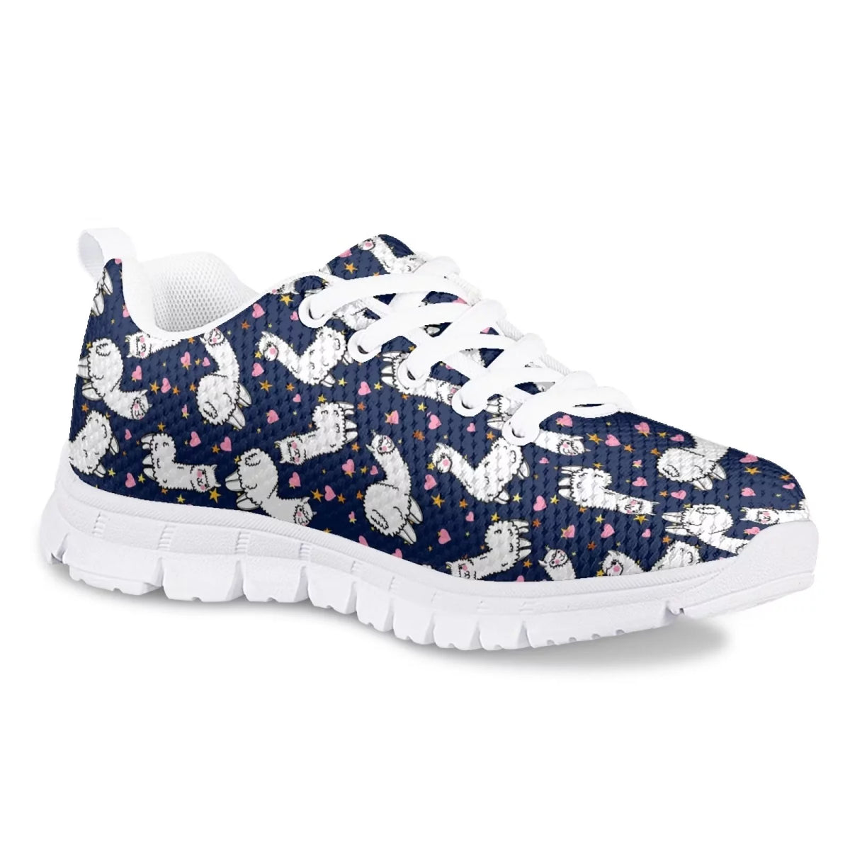 Sneakers for Girls Cartoon Alpaca Print Low Top Lace Up Size 4 X57256