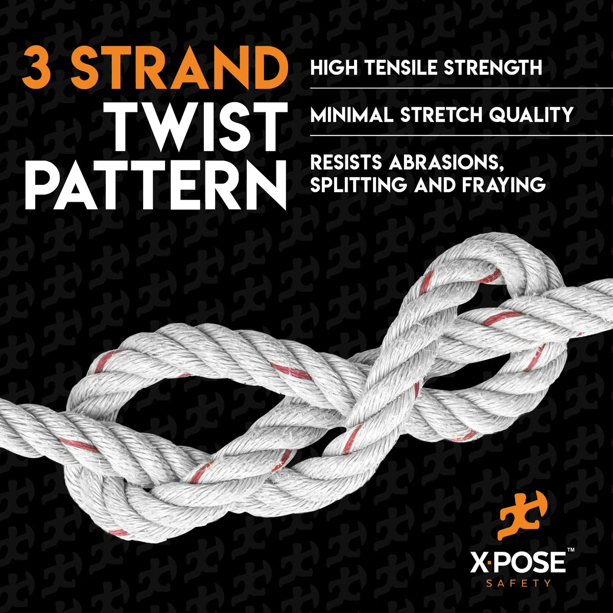 3 Strand Safety Rope 3/8 In. x 600 Ft. UV Coated Polypropylene Rope M21959