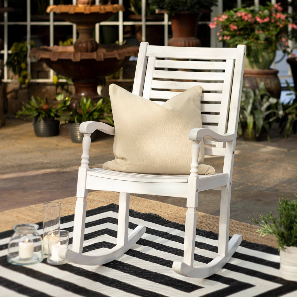 Dark Brown Solid Acacia Wood Rocking Patio Chair W893832