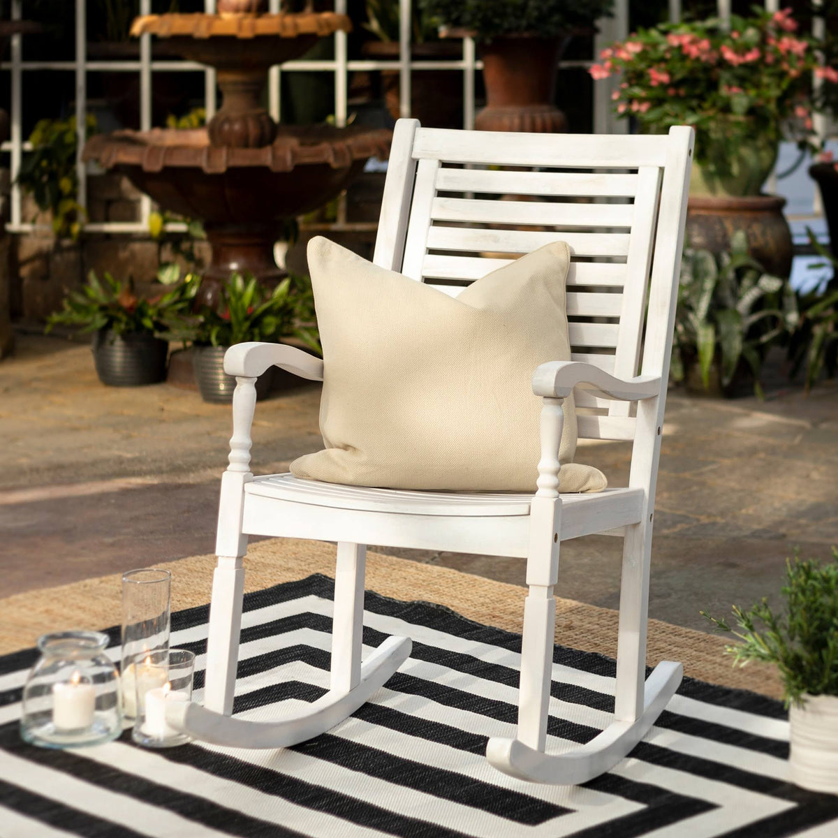 Dark Brown Solid Acacia Wood Rocking Patio Chair W893832