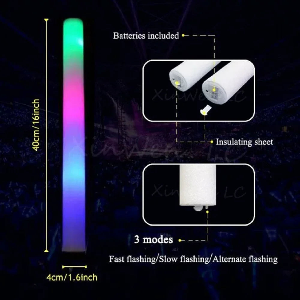 Multicolor Glow Foam Stick Cheer Tube Pack of 50 L1248