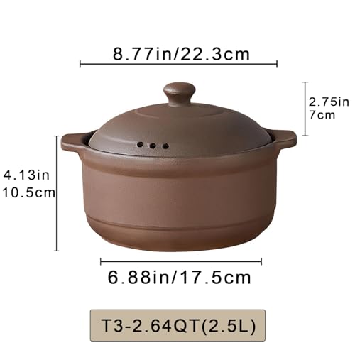 Natural Terracotta Casserole with Lids Clay Pots L9894