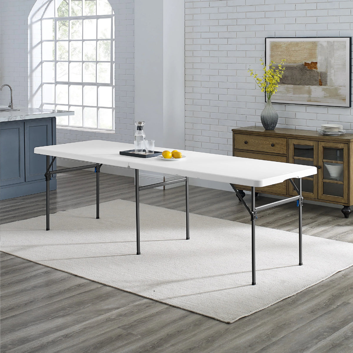 White 8 Foot Folding Plastic Table M2305