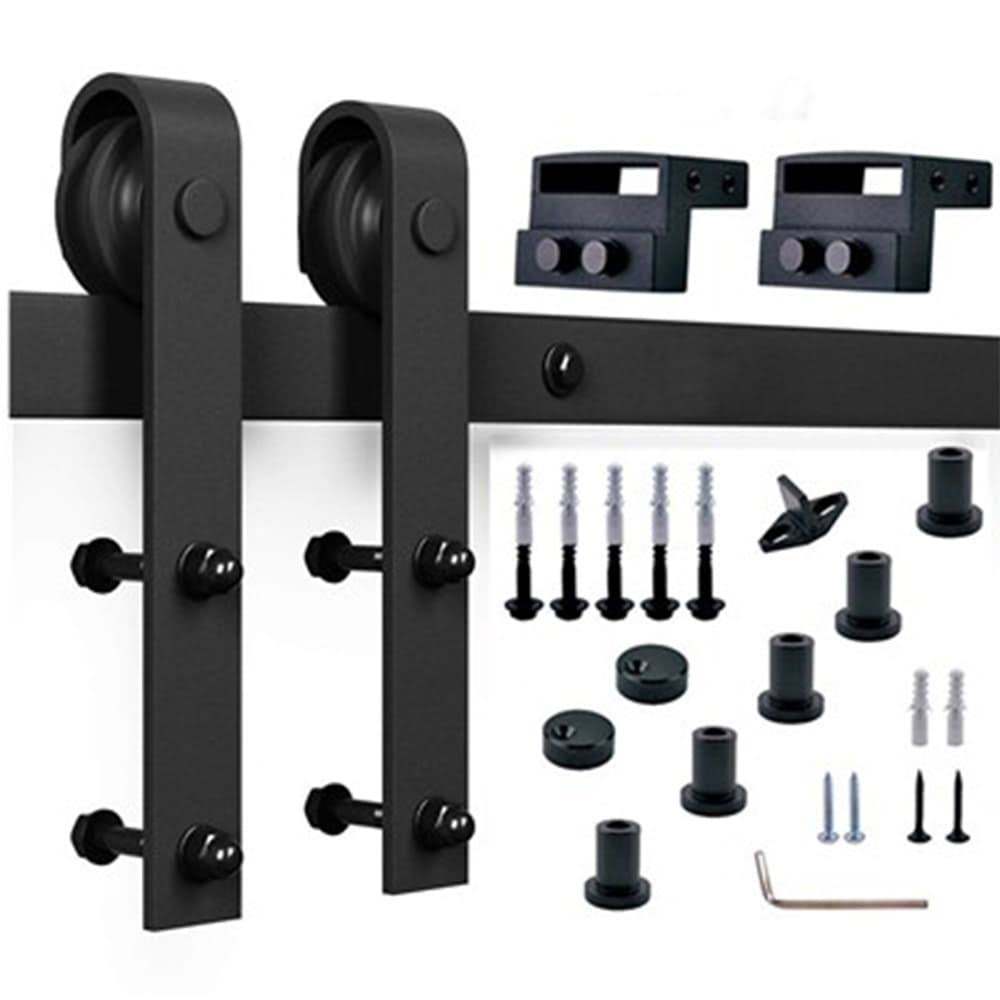 Paneled Wood Barn Door with Installation Hardware Kit E142224