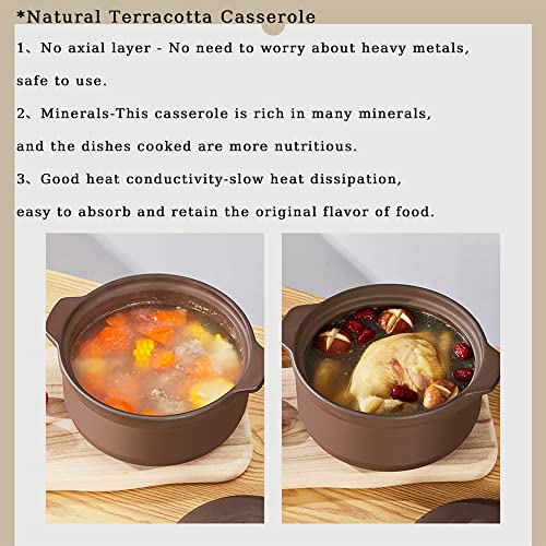Natural Terracotta Casserole with Lids Clay Pots L9894